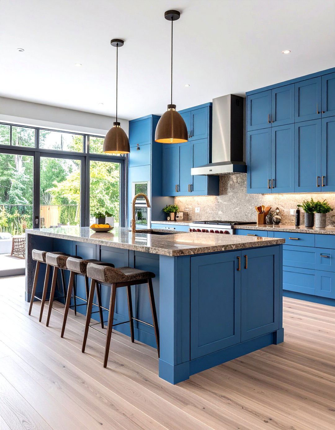 Dusty Blue Kitchen Cabinets with Brown Granite Peninsula - 20 blue kitchen cabinets with brown granite countertops