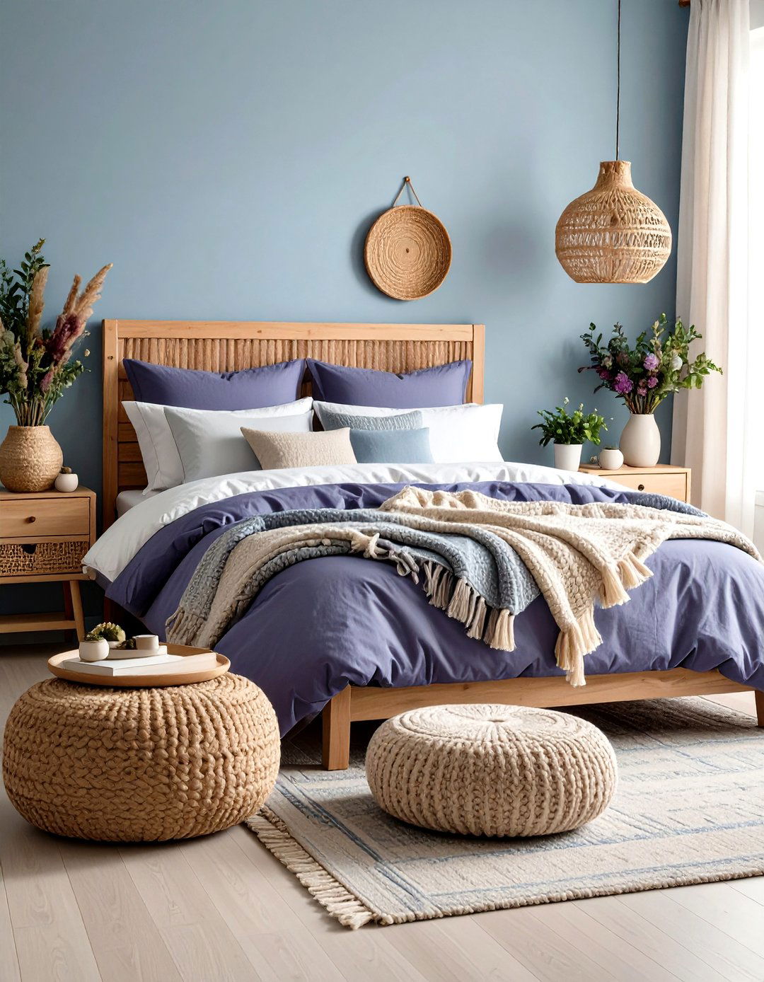 Dusty Blue and Heather Scandinavian Serenity - 20 Blue and Purple Bedroom Ideas
