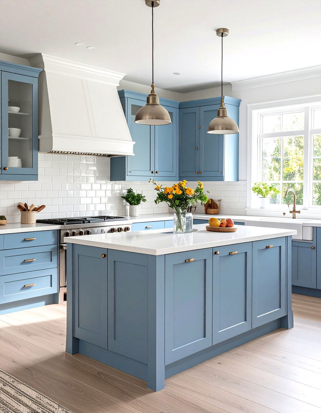 Dusty Blue and White Kitchen Color Serenity - 20 Kitchen Color Ideas