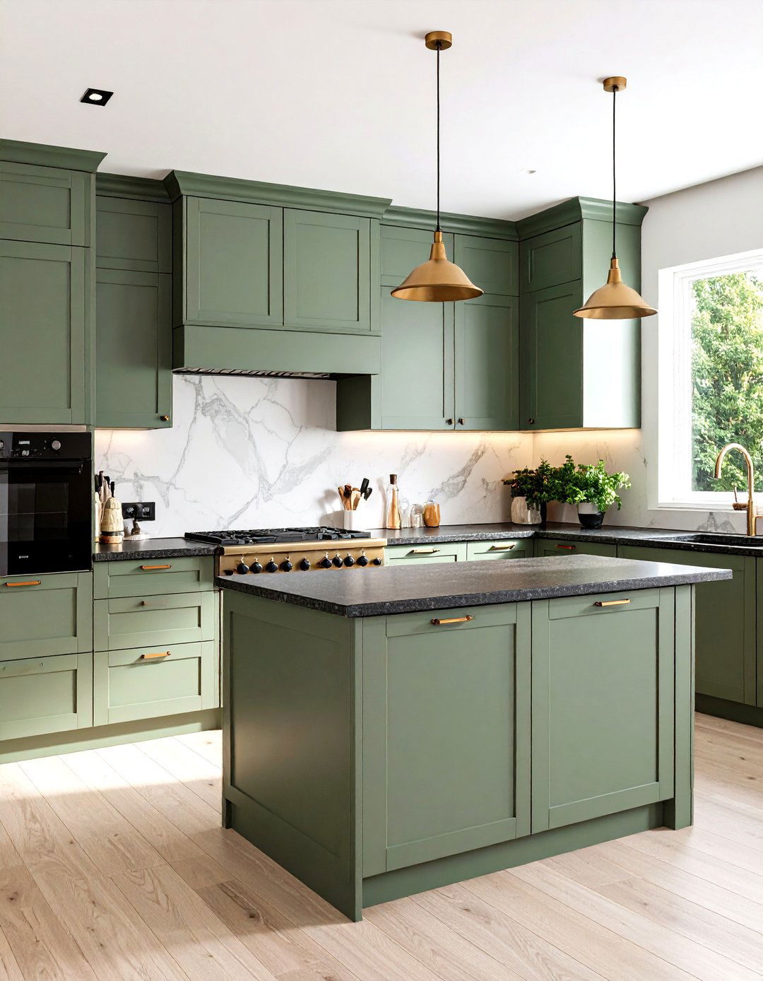 Dusty Green With Leathered Granite - 20 Green Kitchen Cabinets With Black Countertops