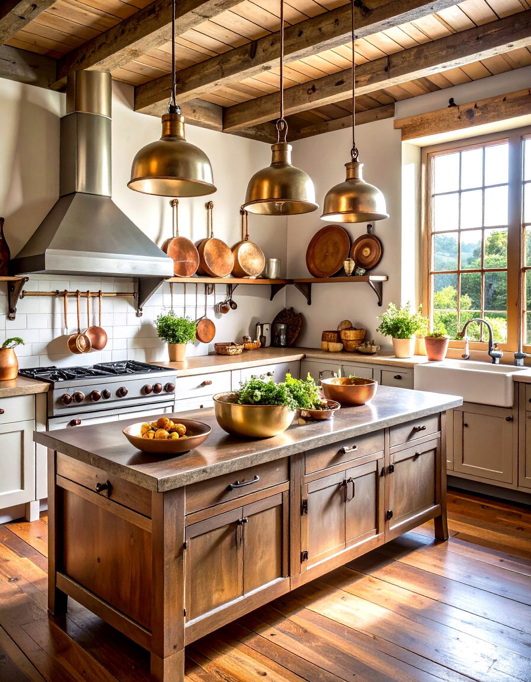 Early American Primitive Kitchen with Pewter and Copper Accents - 20 Primitive Kitchen Ideas