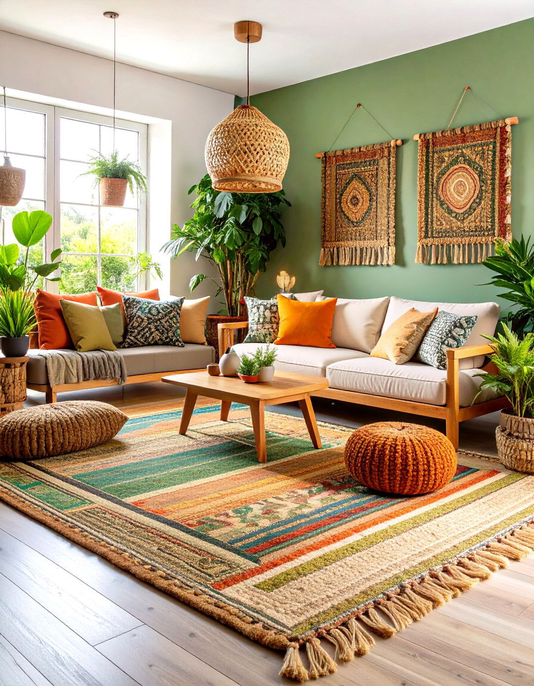 Earth Friendly Green Rugs Soften and Sustain Your Living Room - 20 Green Living Room Ideas