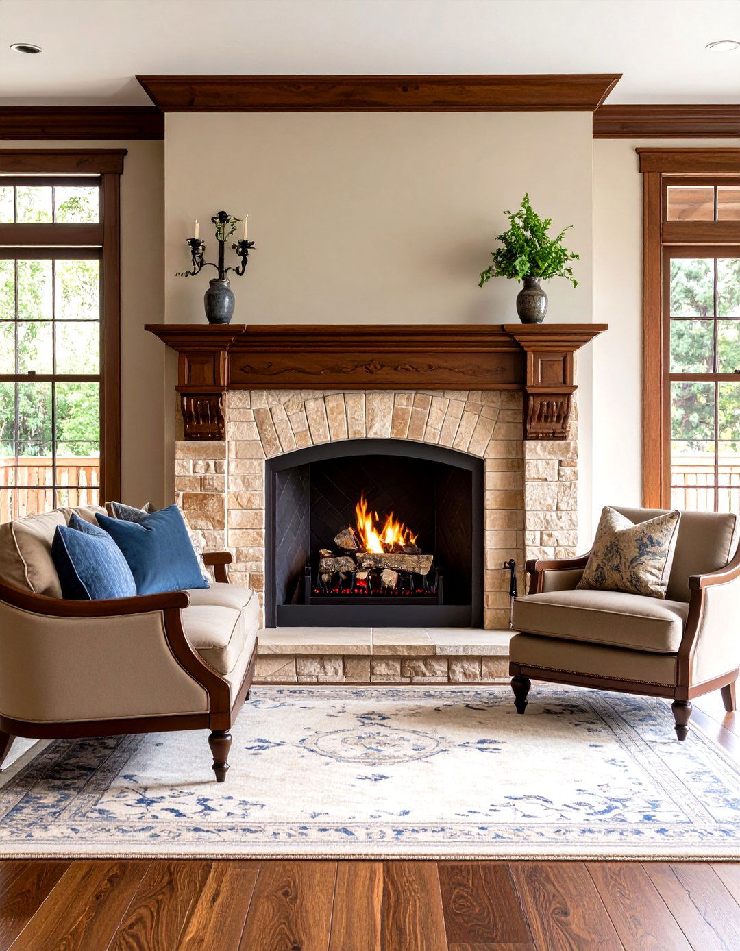 Earth Tone Glaze Palette of Greens and Golds - 20 Craftsman-style Fireplace Ideas