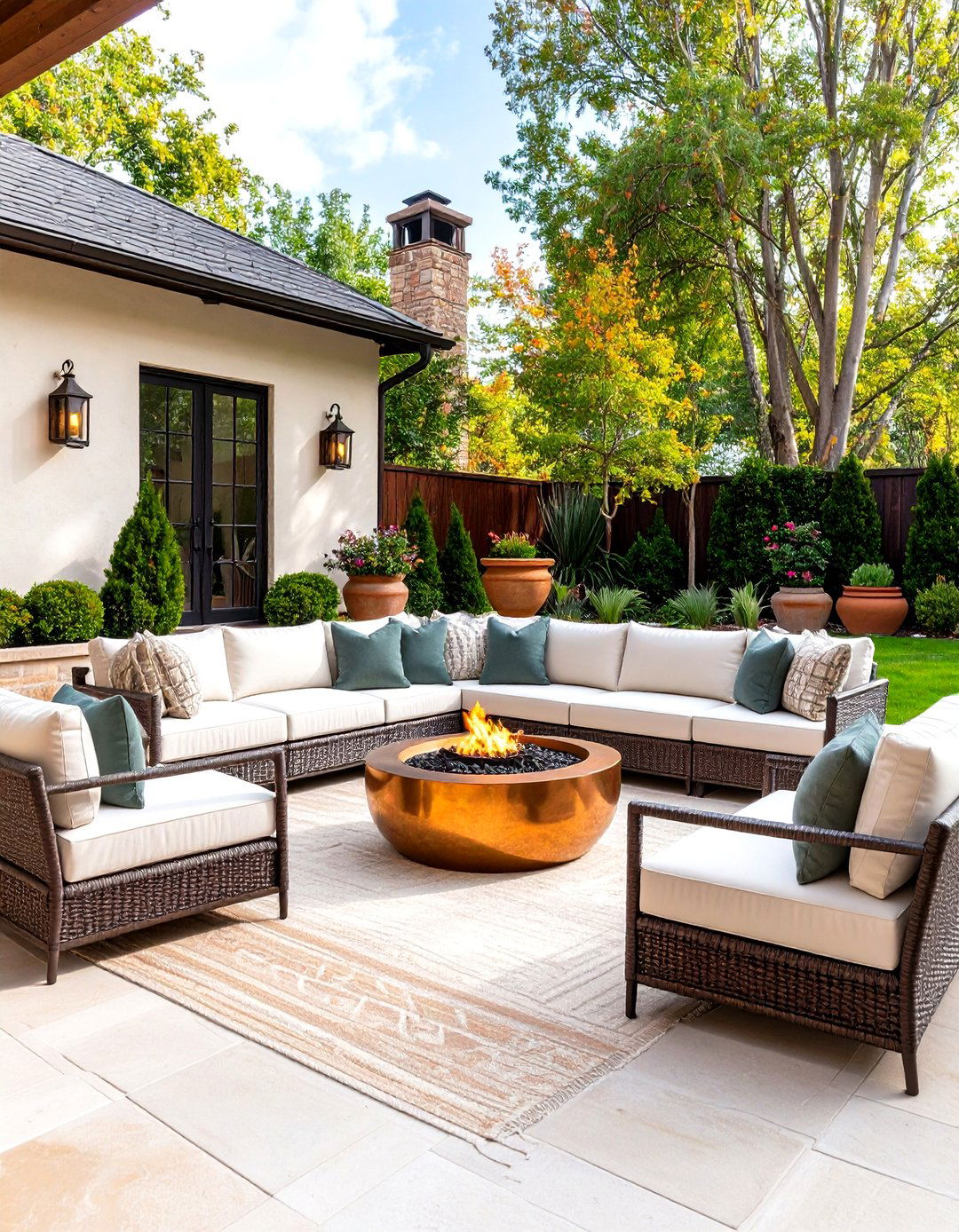 Earth Tone Outdoor Decor Ideas with Warm Metallics - 20 Outdoor Decor Ideas