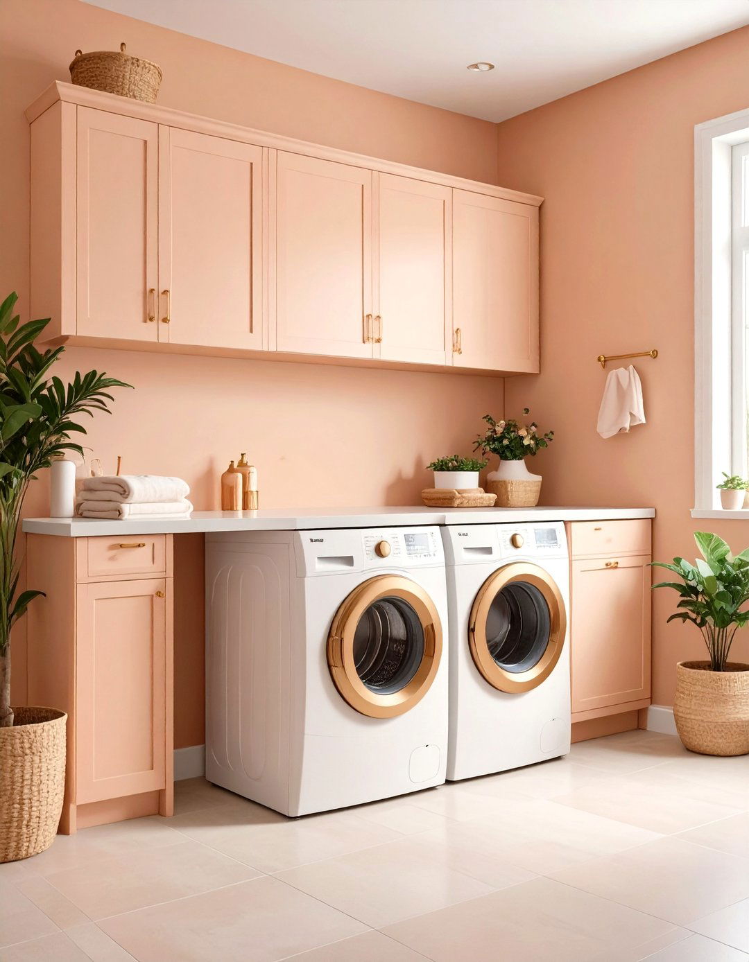 Earth Tone Paint Wraps the Room in Calm - 20 Boho Laundry Room Ideas