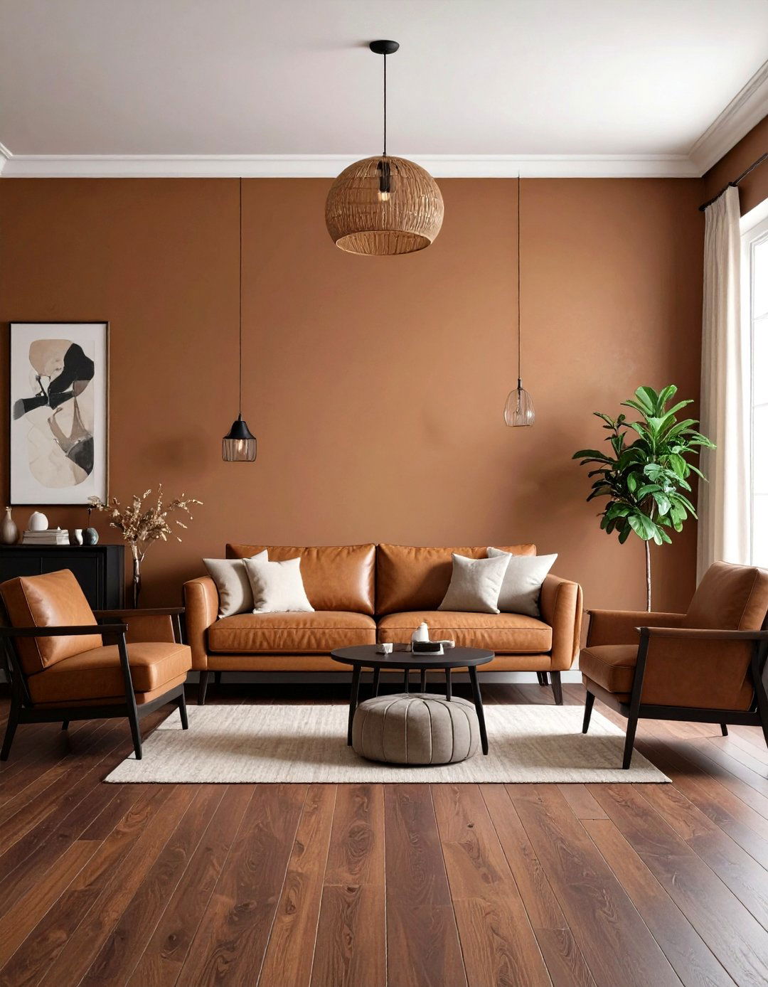 Earthy Clay Walls and Dark Walnut Floors - 20 Floor and Wall Color Ideas