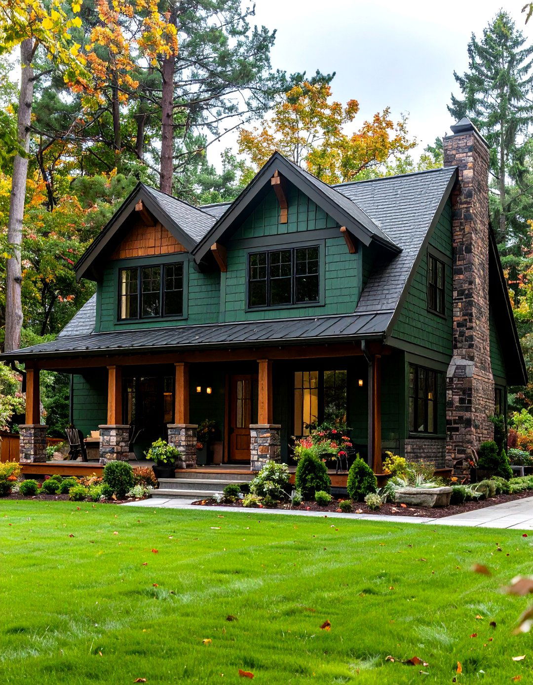 Earthy Green Painted Brick Houses - 20 Painted Brick Houses