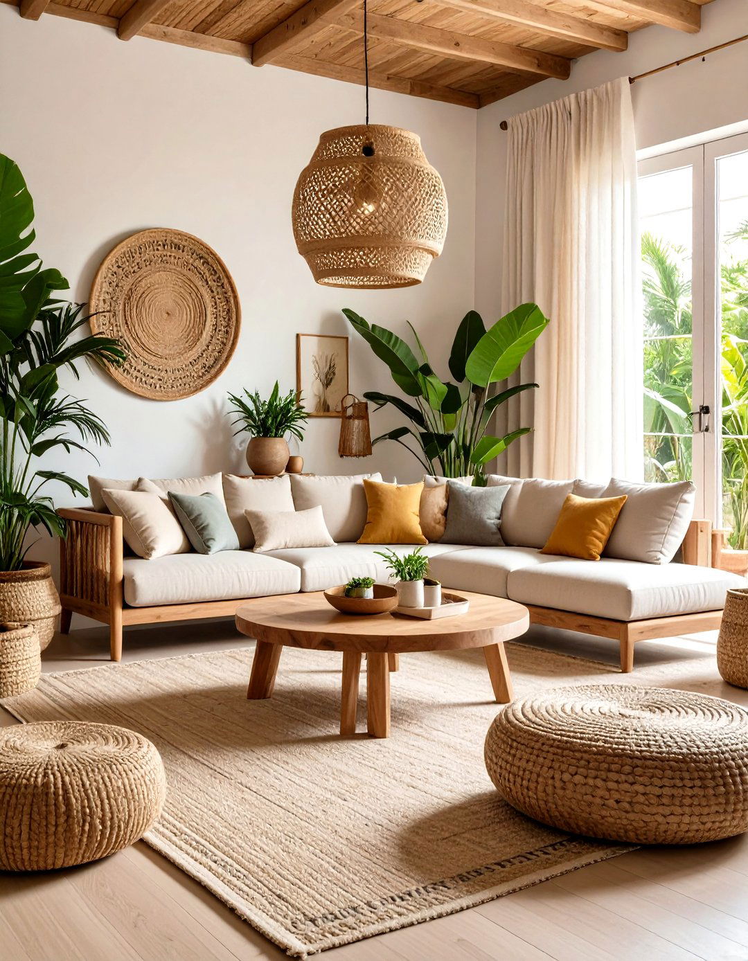 Earthy Neutral Tropical Living Room - 20 Tropical Living Room Ideas