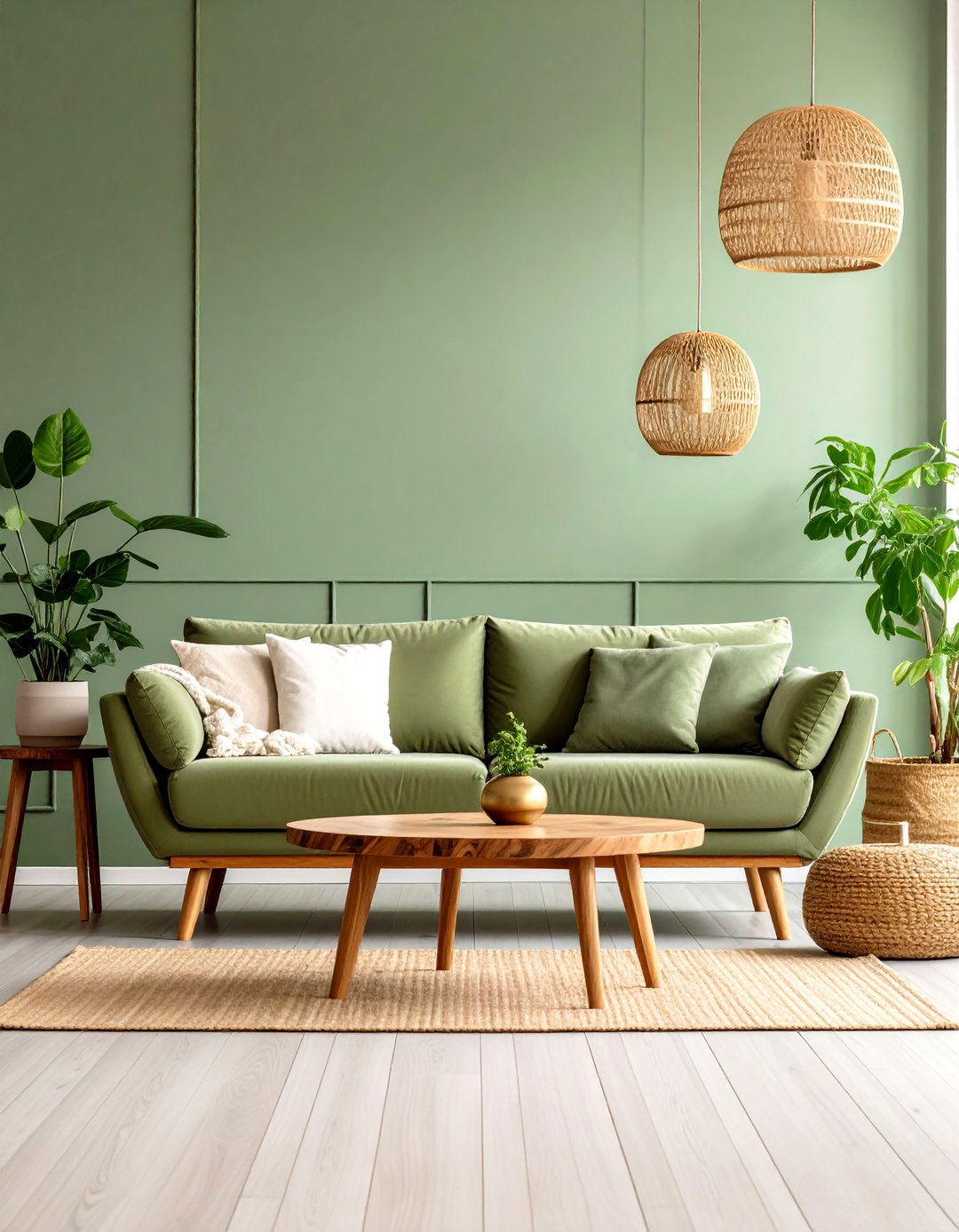Earthy Olive Green Mid Century Modern Living Room - 20 Mid-Century Modern Living Room Ideas