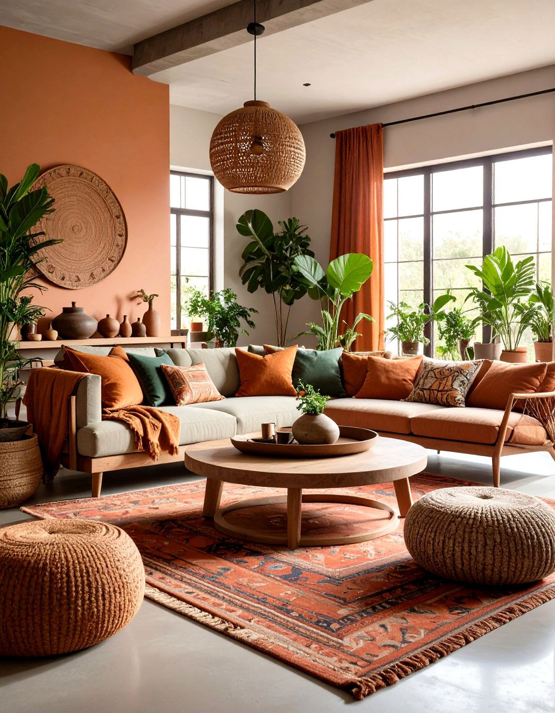 Earthy Tones Rustic Concrete Floor Living Room - 20 Rustic Concrete Floor Living Room Ideas