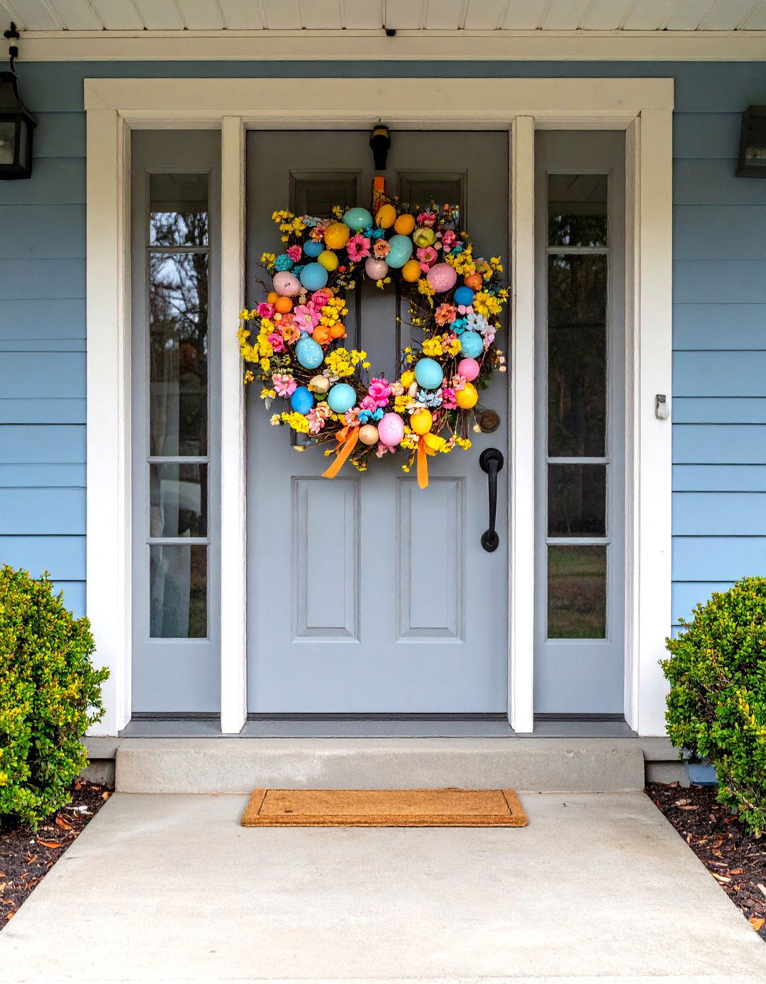 Easter Egg Wreath - 20 Spring Front Door Decor Ideas