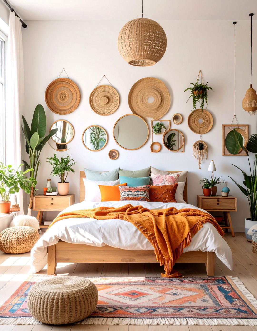 Eclectic Art Gallery Boho Bedroom Wall - 20 Colorful Boho Bedroom Ideas