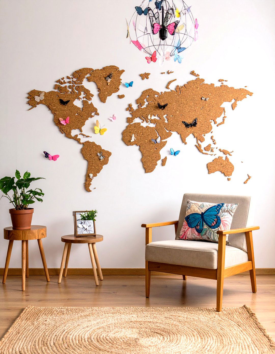 Eclectic Butterfly Travel Room - 20 Butterfly-themed Room Ideas