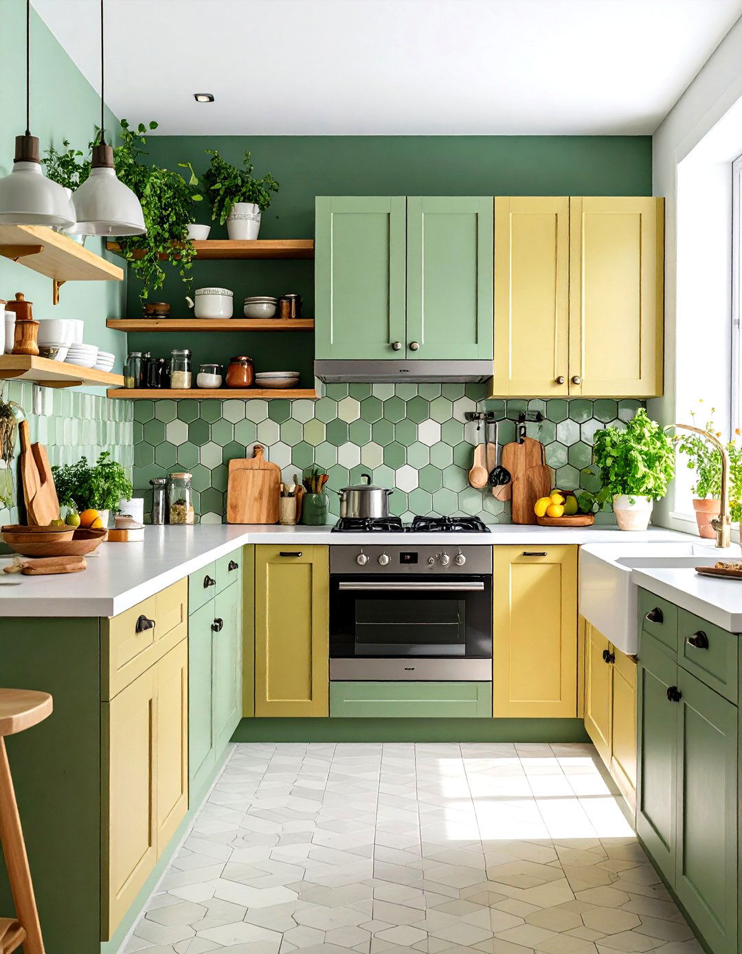 Eclectic Kitchen With Green Backsplash Mixed Pattern Design - 20 Kitchen With Green Backsplash Ideas
