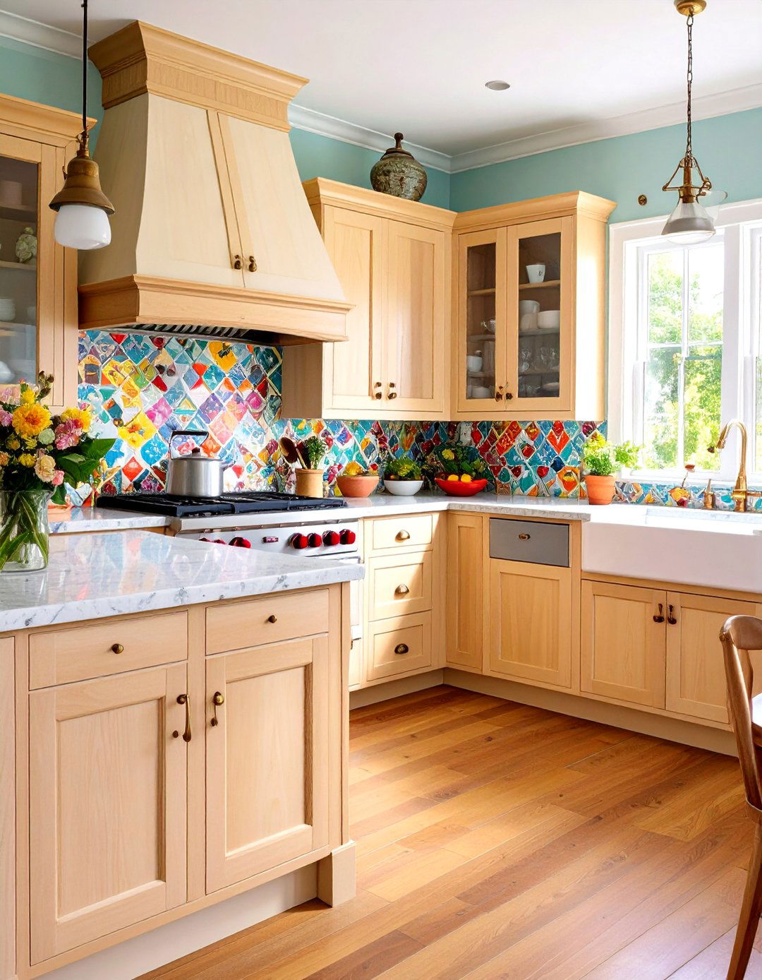 Eclectic Light Wood Cabinet Kitchen with Mixed Materials - 20 Kitchens With Light Wood Cabinets