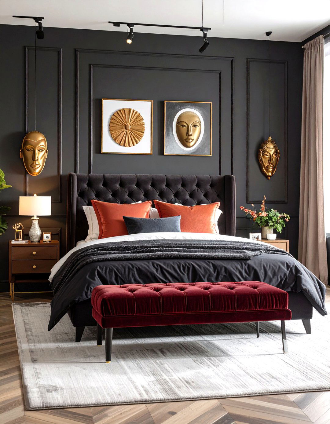 Eclectic Matte Black Gallery Bedroom - 20 Matte Black Bedroom Ideas