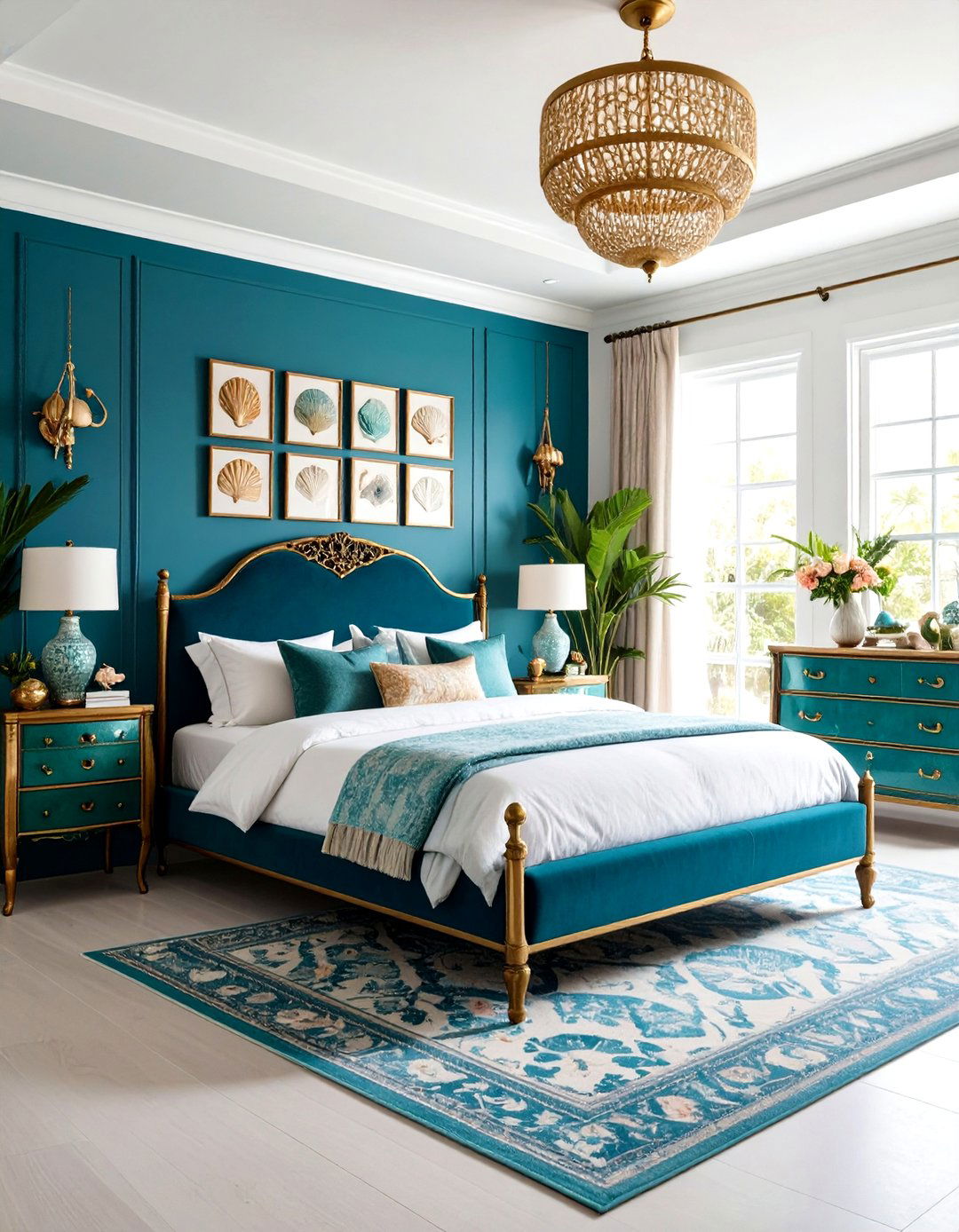 Eclectic Mermaid Bedroom with Mixed Patterns and Vintage Finds - 20 Mermaid Bedroom Ideas