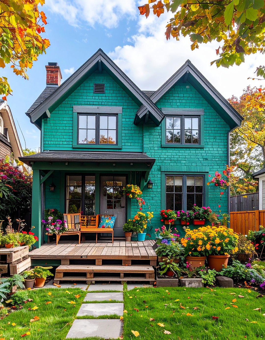 Eclectic Mix - 20 Sage Green Painted Brick House Ideas