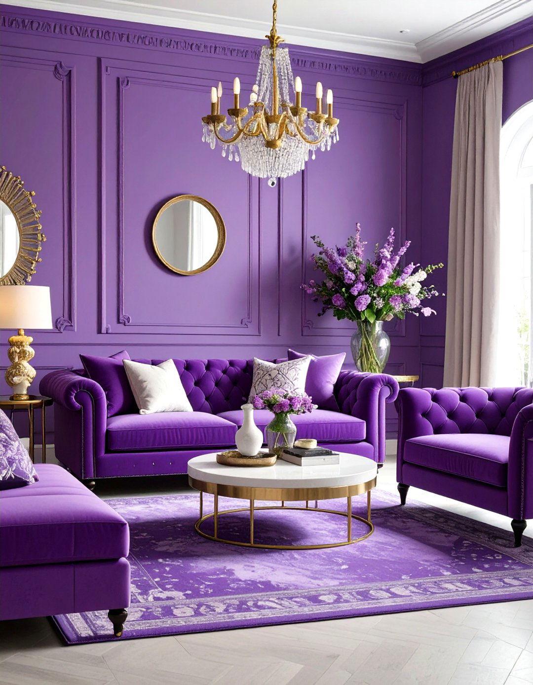Eclectic Purple Living Room with Mixed Textures - 20 Purple Living Room Ideas