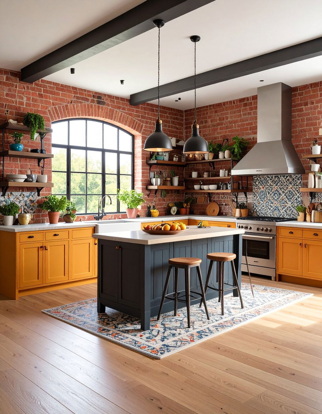 Eclectic Red Brick Kitchen Artistic Fusion - 20 Red Brick Kitchen Ideas