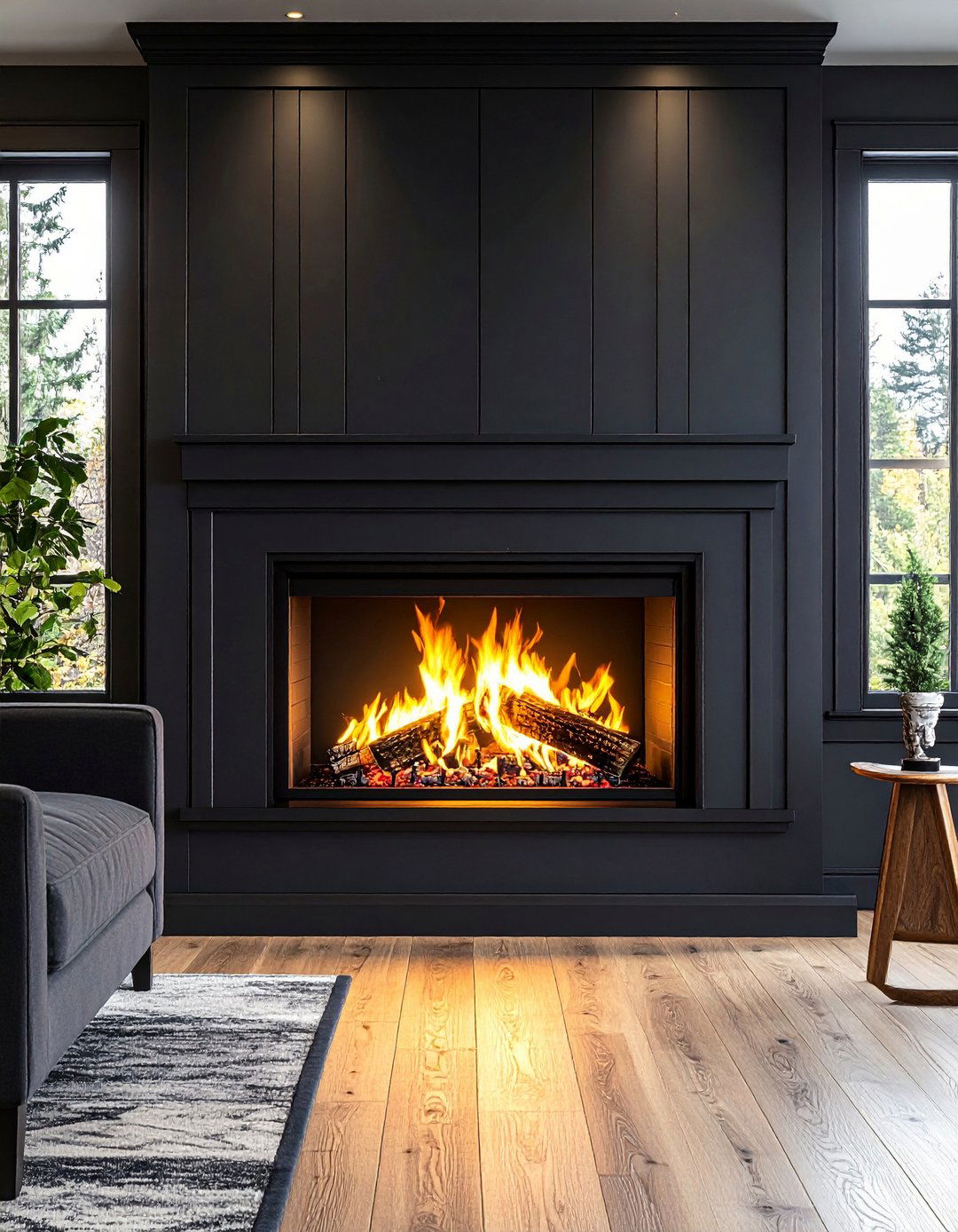 Eco Conscious Materials for a Black Shiplap Fireplace - 20 Black Shiplap Fireplace Ideas
