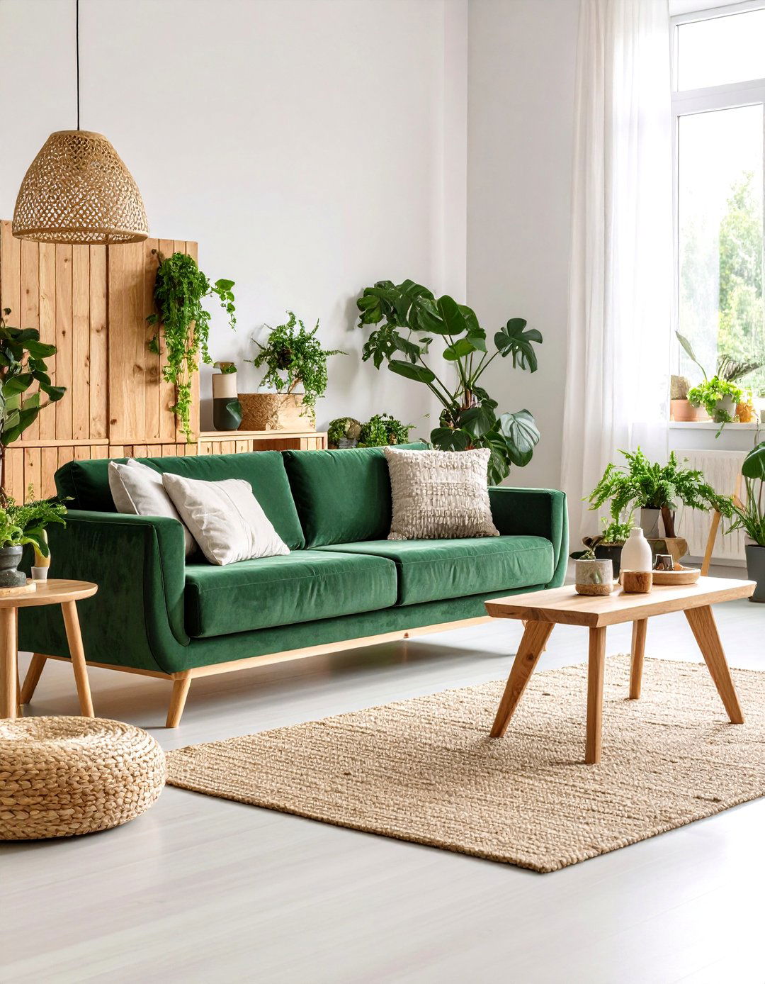 Eco Conscious Sustainable Styling - 20 Emerald Green Sofa Living Room Ideas
