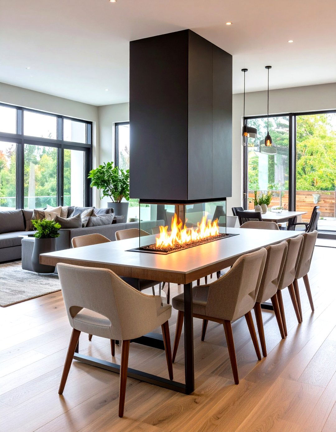 Eco Friendly Bioethanol Fireplace Updates Dining Room Ambience - 20 Dining Room With Fireplace Ideas
