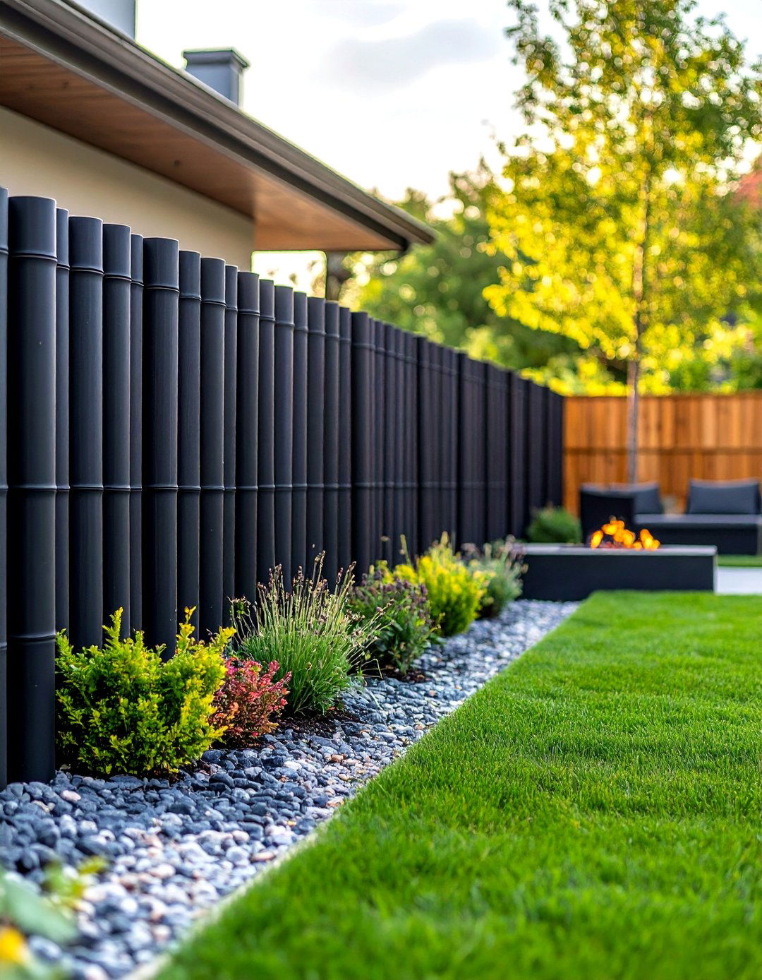 Eco Friendly Black Bamboo Fence Rolls - 20 Black Fence Ideas