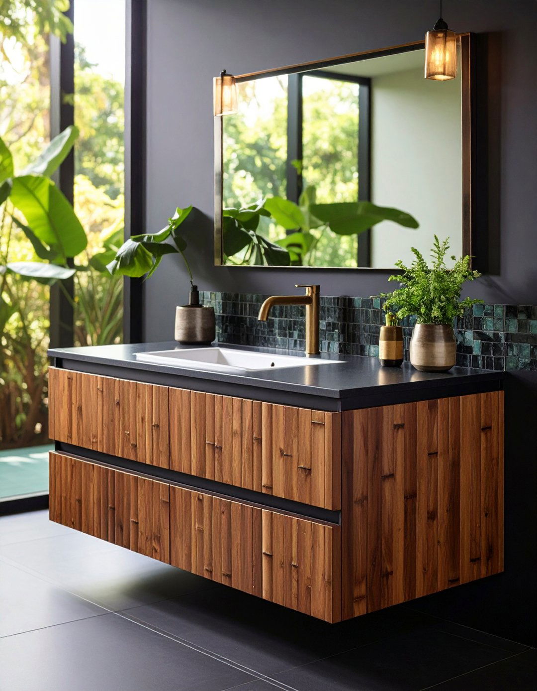 Eco Friendly Black Bamboo Vanity - 20 Black Vanity Bathroom Ideas