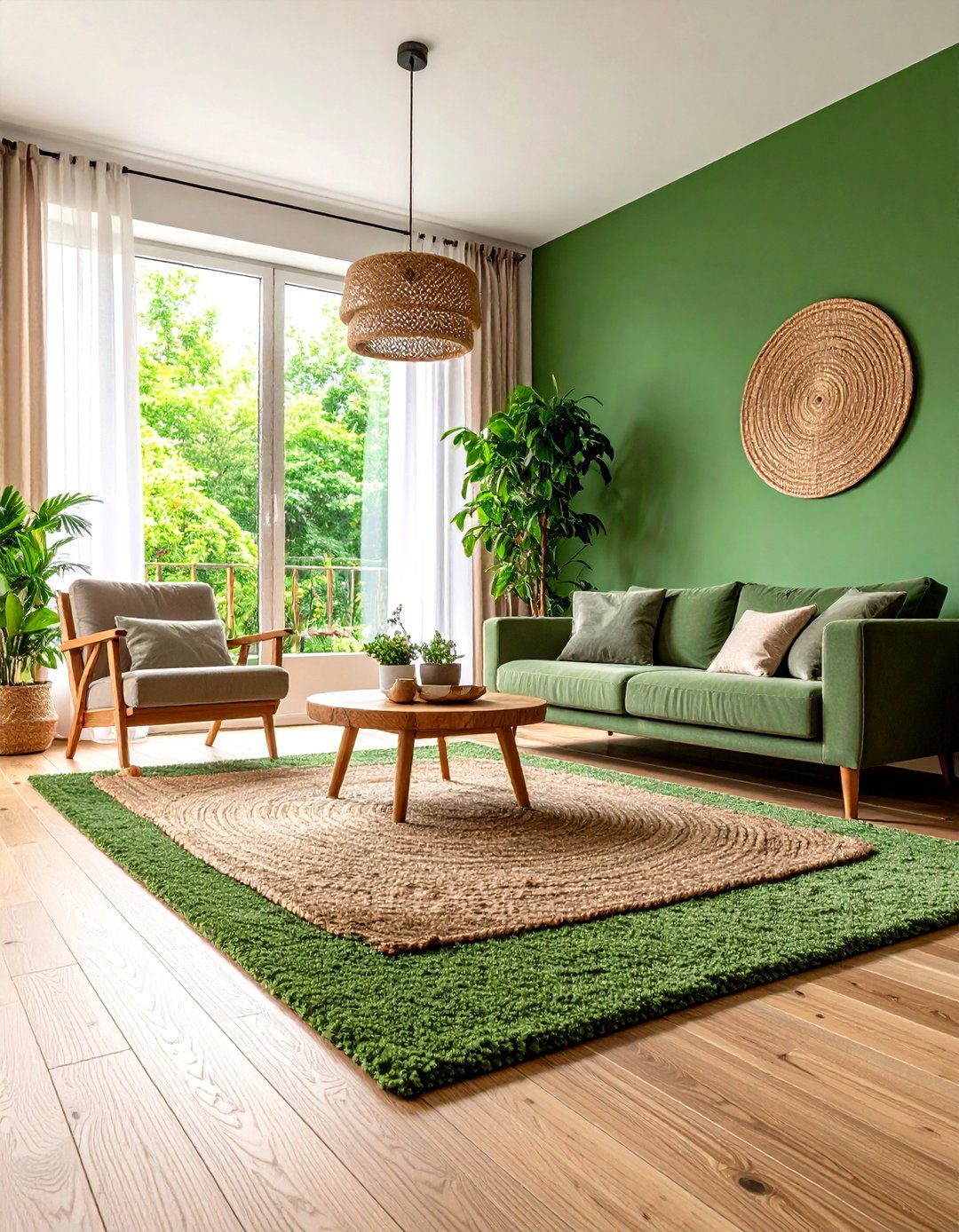 Eco Friendly Flooring Grounds a Green Living Room Beautifully - 20 Green Living Room Ideas