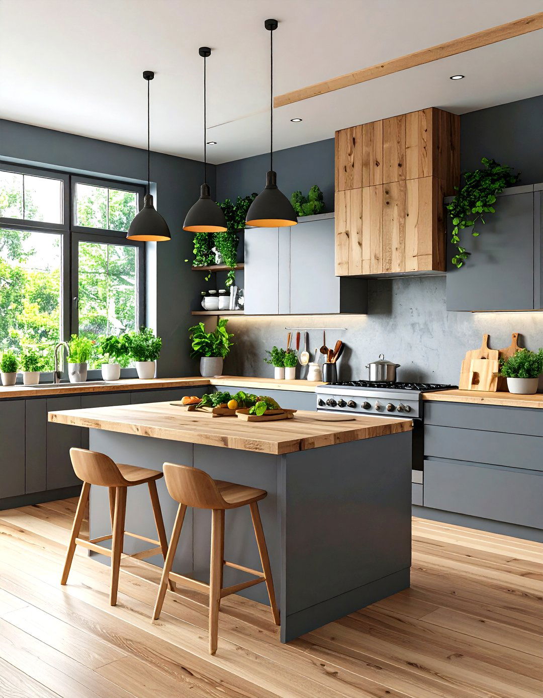 Eco Friendly Gray Kitchen with Reclaimed Wood Touches - 20 Gray Kitchens