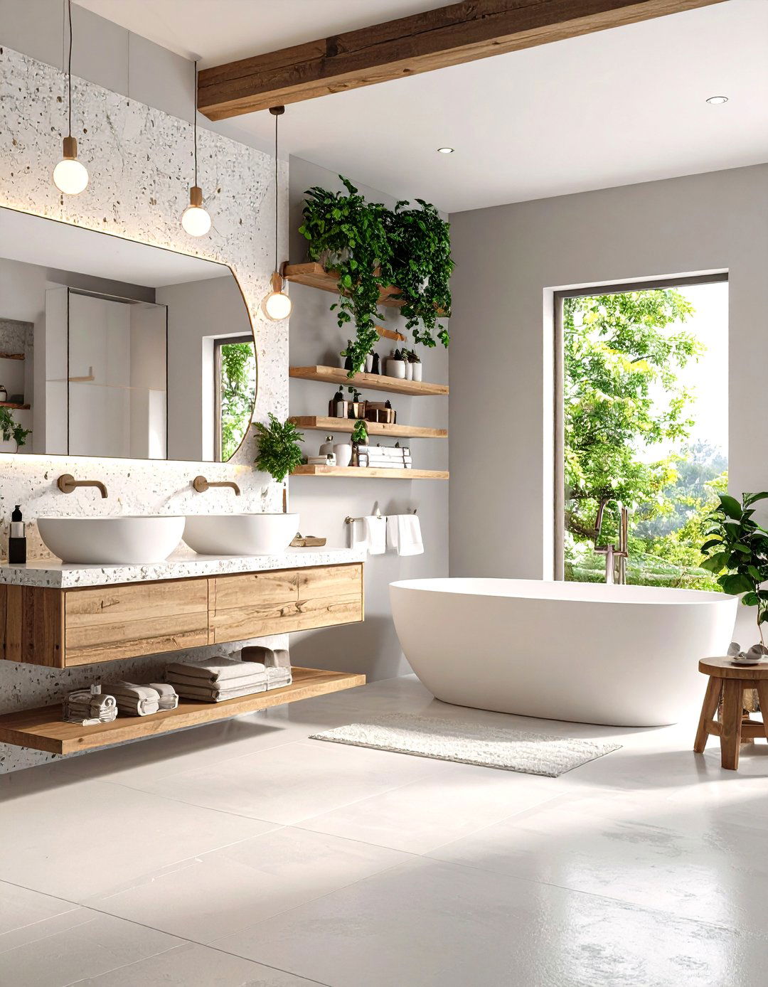 Eco Friendly Grey and White Bathroom with Reclaimed Materials - 20 Grey and White Bathroom Ideas