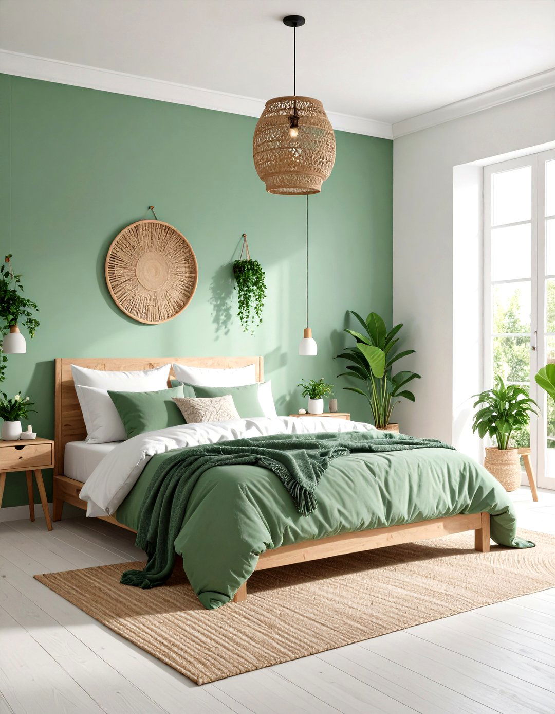 Eco Friendly Paints in Harmonious Greens and Whites - 20 Green and White Bedroom Ideas
