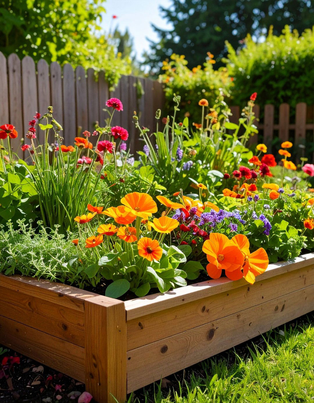 Edible Flower Bed Blending Herbs and Blooms - 20 Flower Bed Ideas