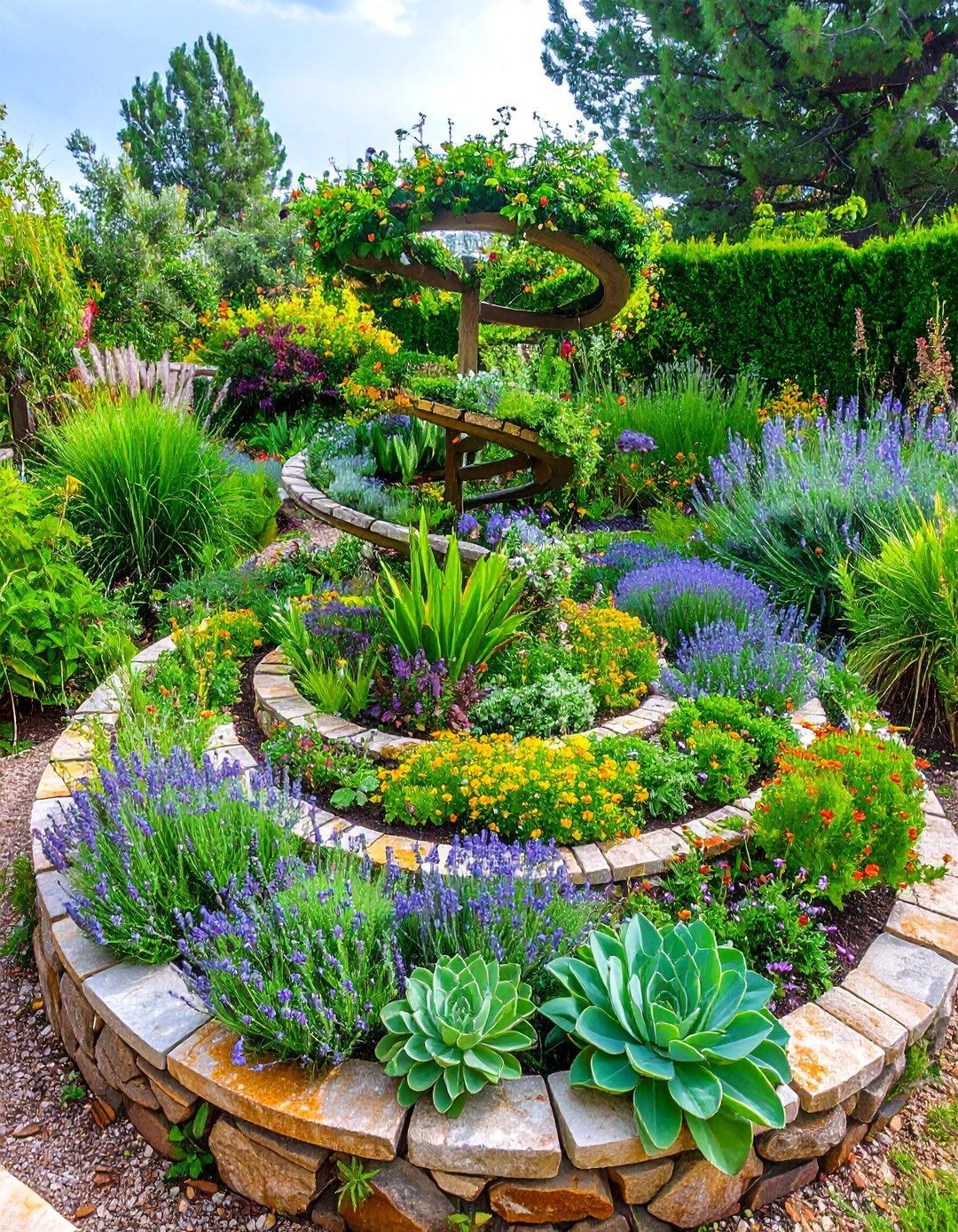 Edible Garden Decor Herb Spiral Features - 20 Garden Decor Ideas