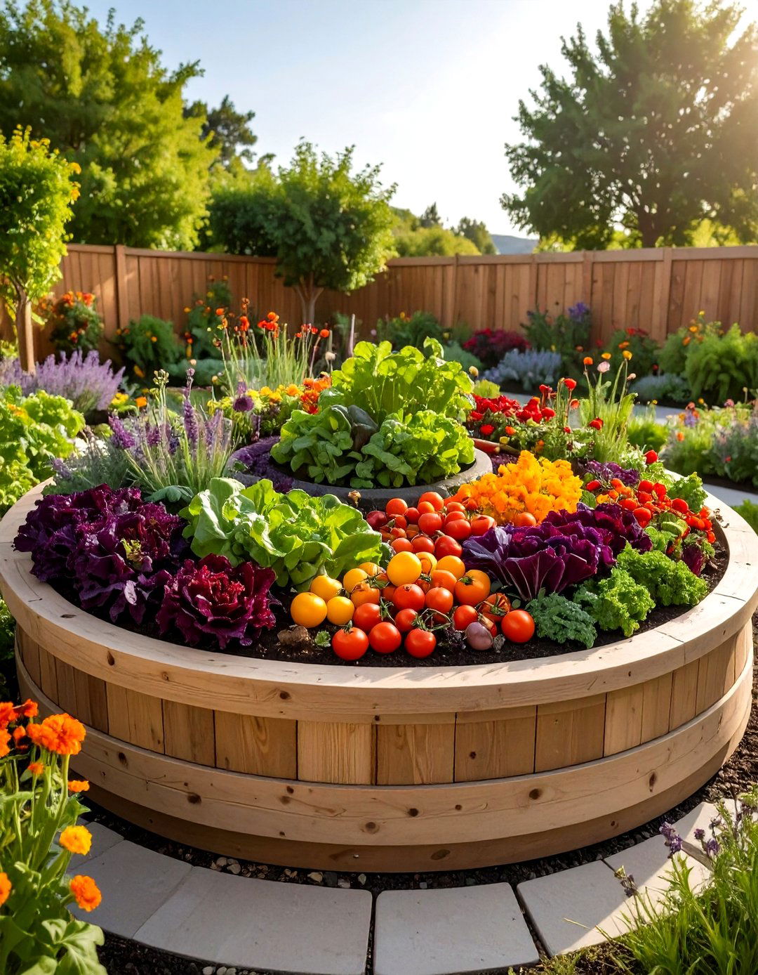 Edible Landscape Round Garden Bed - 20 Round Garden Bed Ideas
