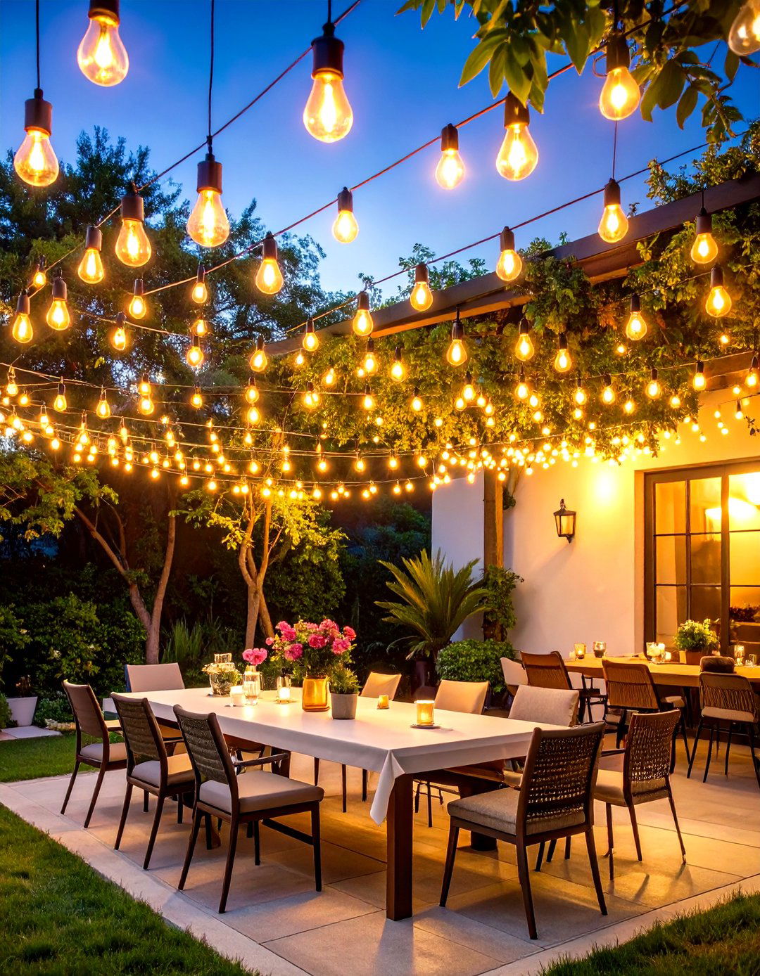 Edison Patio String Light Bistro Cafe Overhead Canopy - 20 Patio String Light Ideas