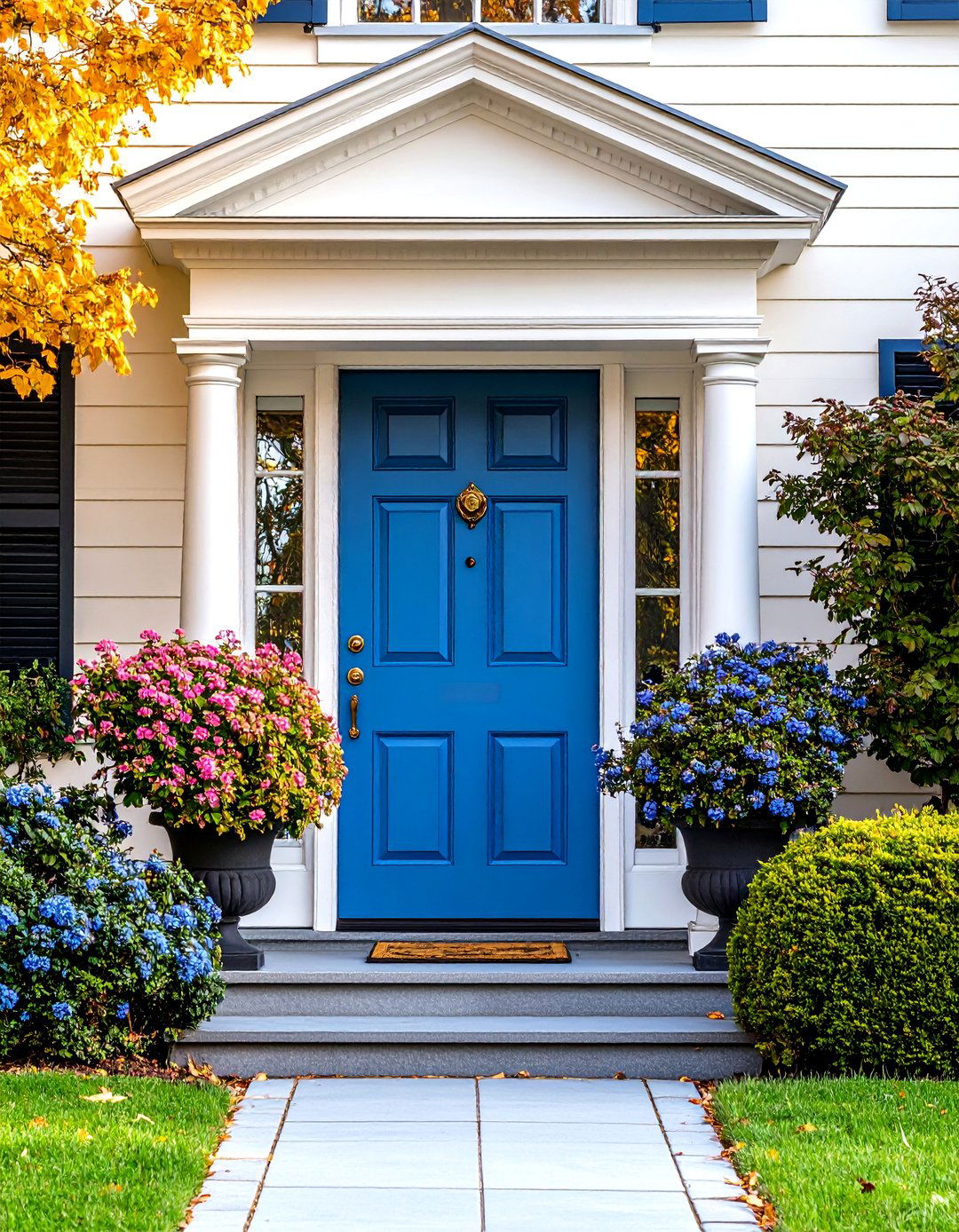 Eight Panel Colonial Front Door with Maximum Detail - 20 Colonial Front Door Ideas