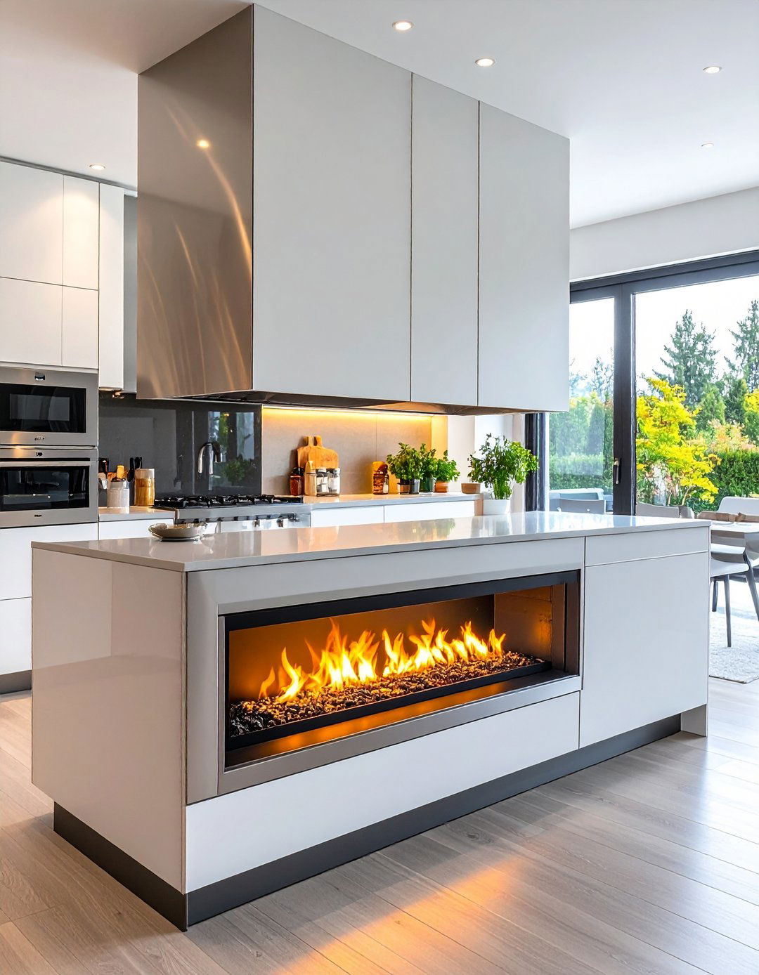 Electric Kitchen Fireplace With Modern Convenience - 20 Kitchens With Fireplaces