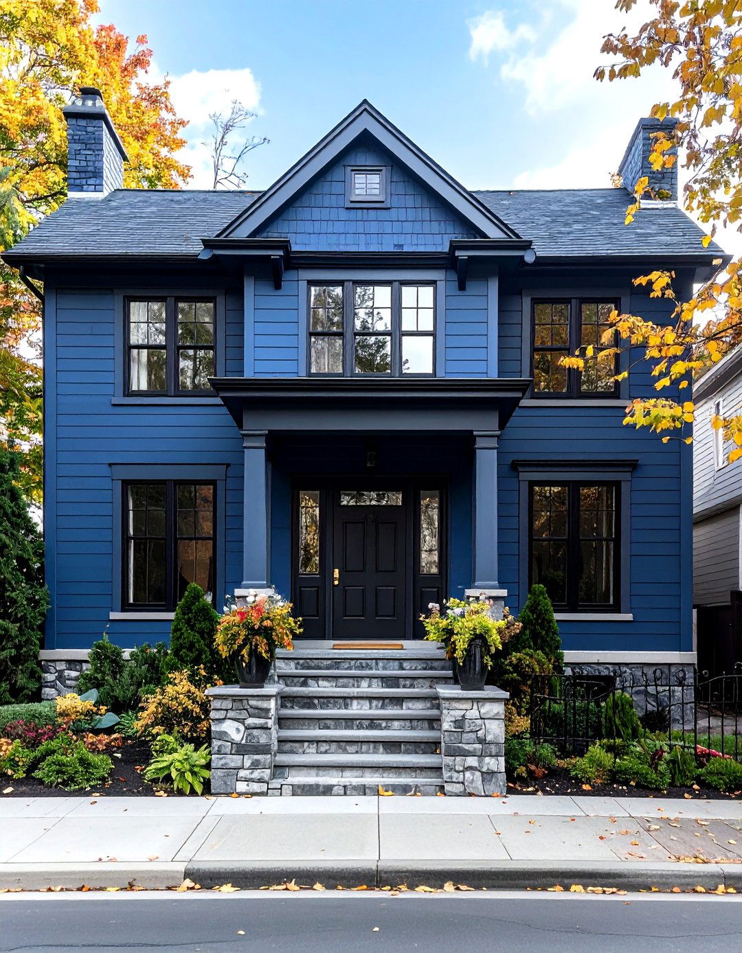 Elegant Blue Exterior House Paint with Westcott Navy - 20 blue exterior house paint ideas
