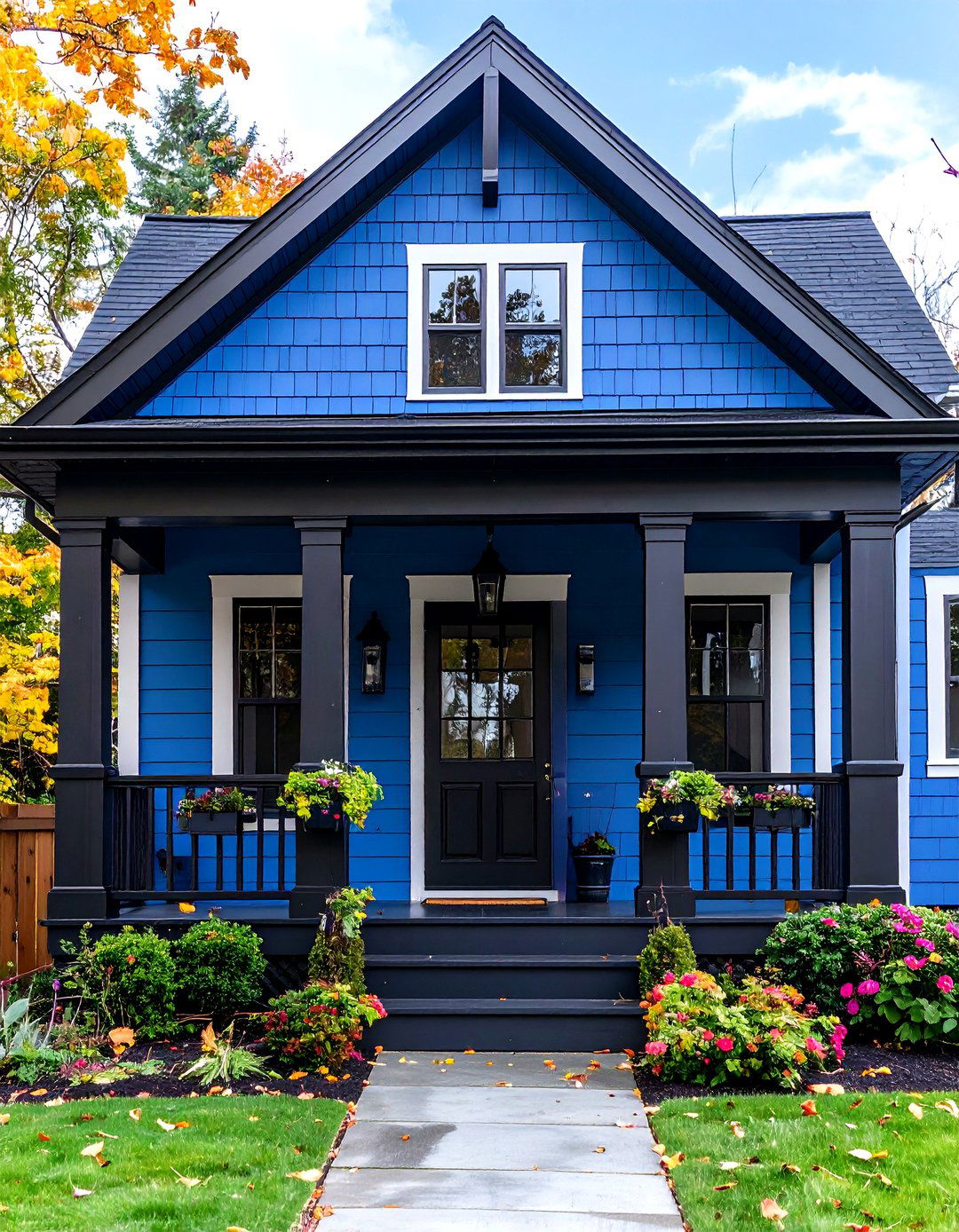 Elegant Contrast in Blue House Design - 20 Blue House With Black Trim Ideas
