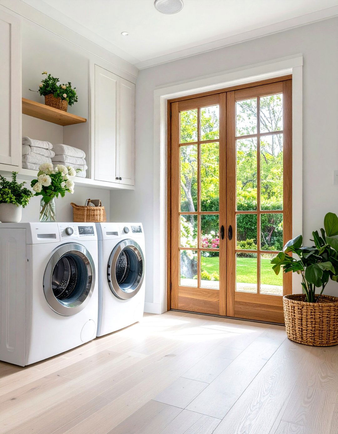 Elegant French Laundry Room Door with Multi Lite Glass Configuration - 20 Laundry Room Door Ideas