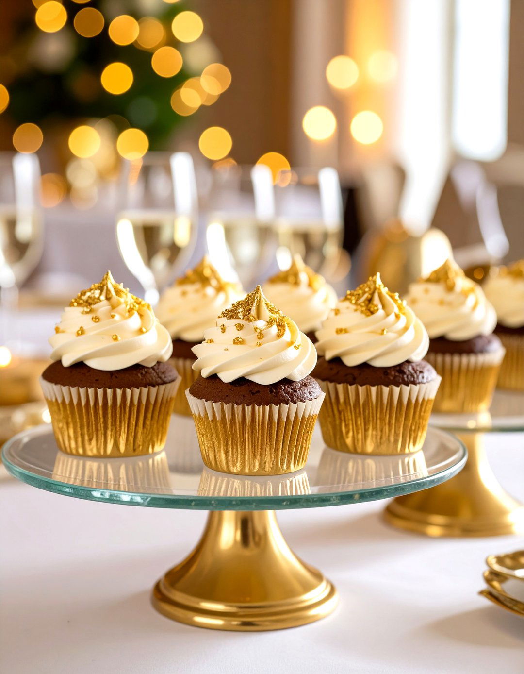 Elegant Gold Foil Wedding Cupcakes with Metallic Accents - 20 Wedding Cupcake Ideas