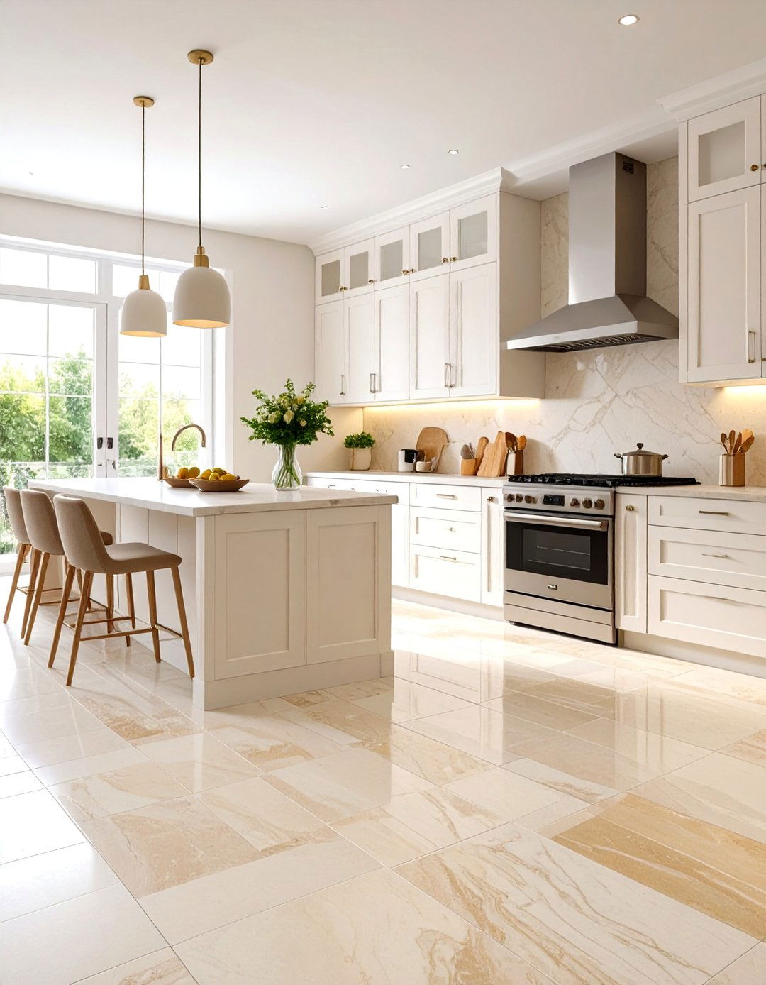 Elegant Limestone Kitchen Floor Tile Neutrals - 20 Kitchen Floor Tile Ideas