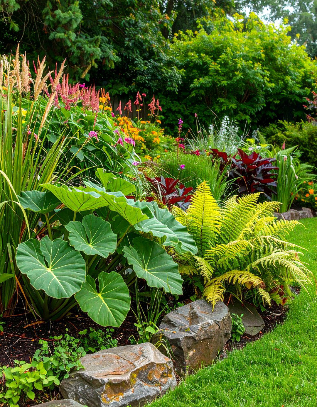 Elephant Ear Tropical Garden Drama Theatre - 20 Tropical Garden Ideas