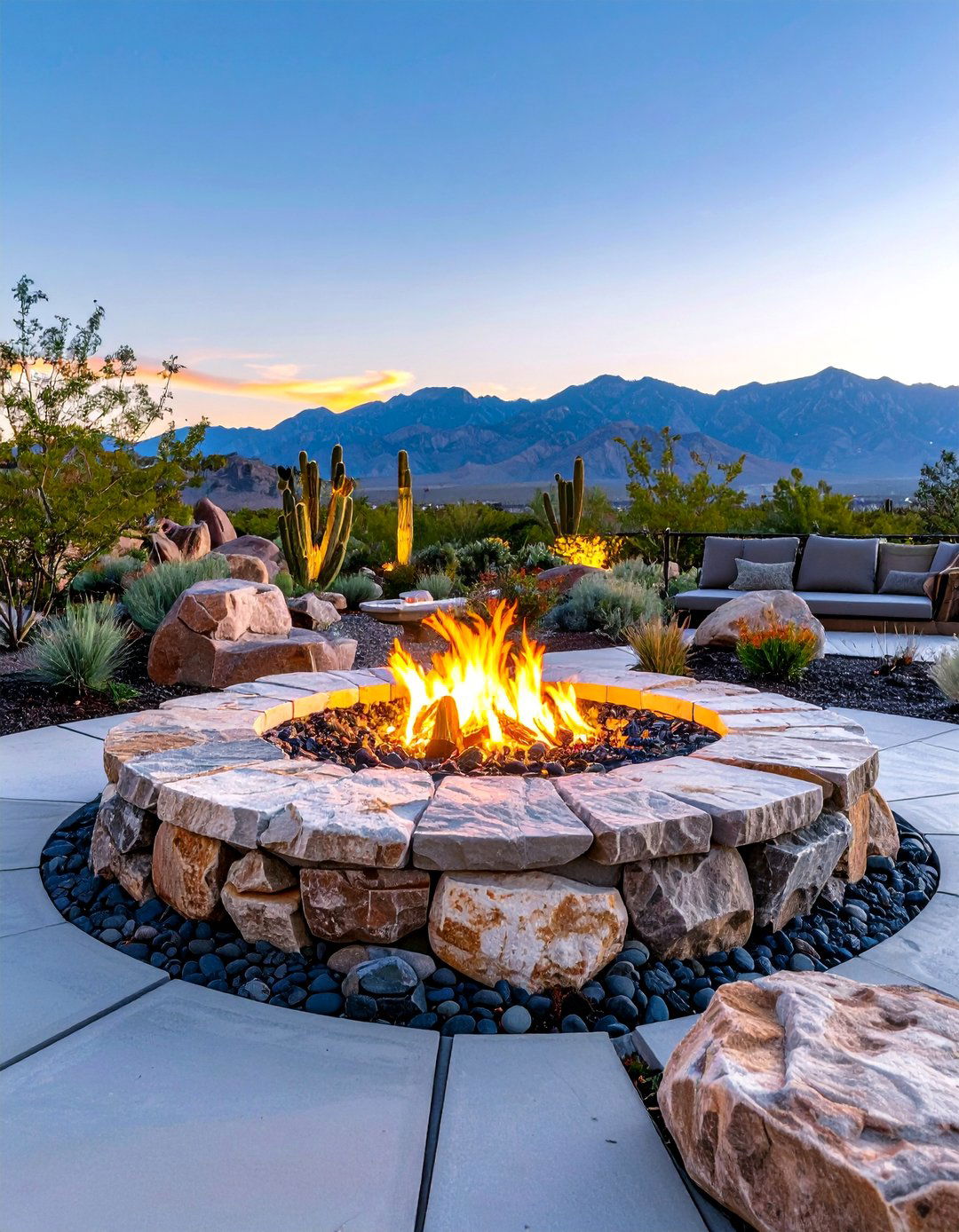 Elevated Boulder Fire Pit Platform - 20 Boulder Fire Pit Ideas