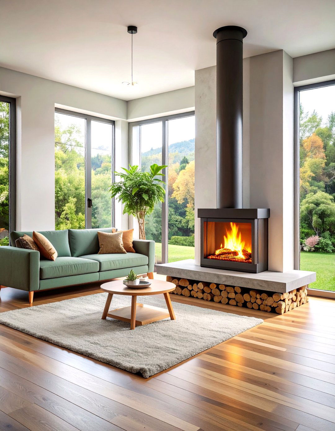 Elevated Log Burner Pedestal Design - 20 Log Burner Ideas