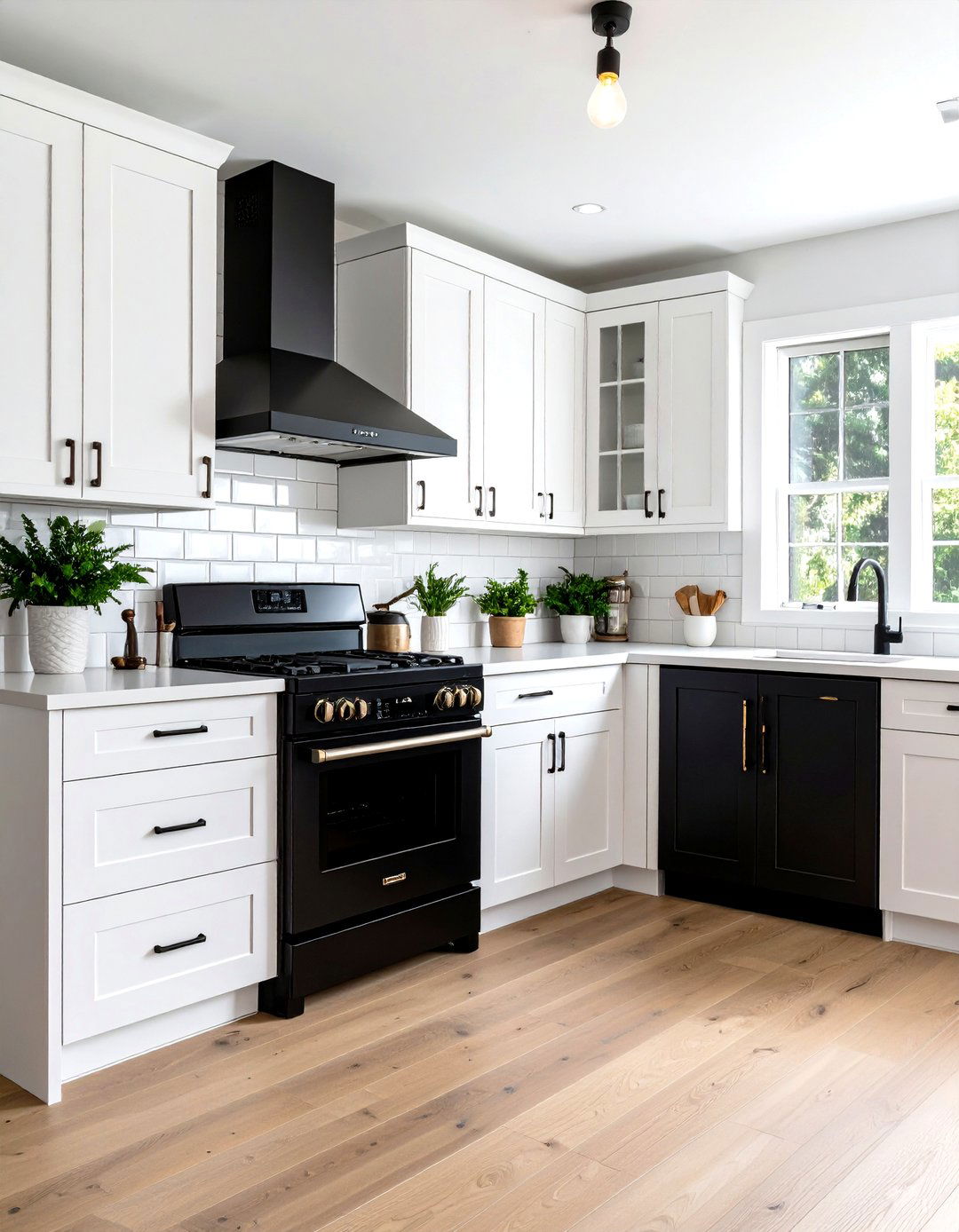 Embrace Contrast with Light Cabinetry - 20 Small Kitchen with Black Appliances Ideas