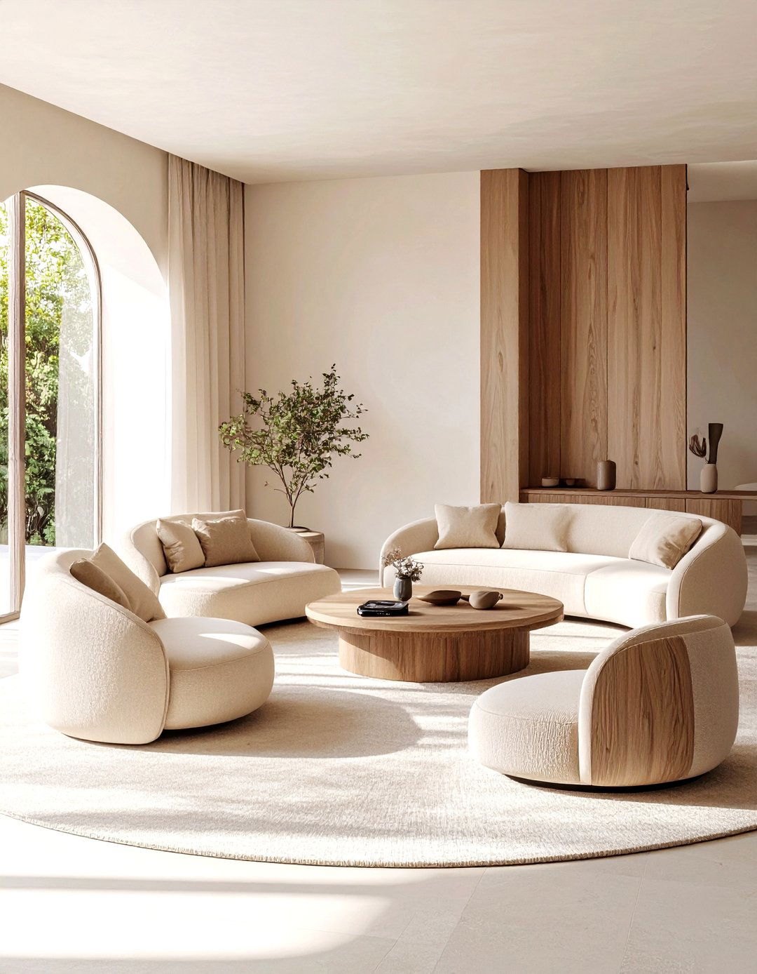 Embrace Curved Furniture for Organic Softness - 20 Cream Living Room Ideas