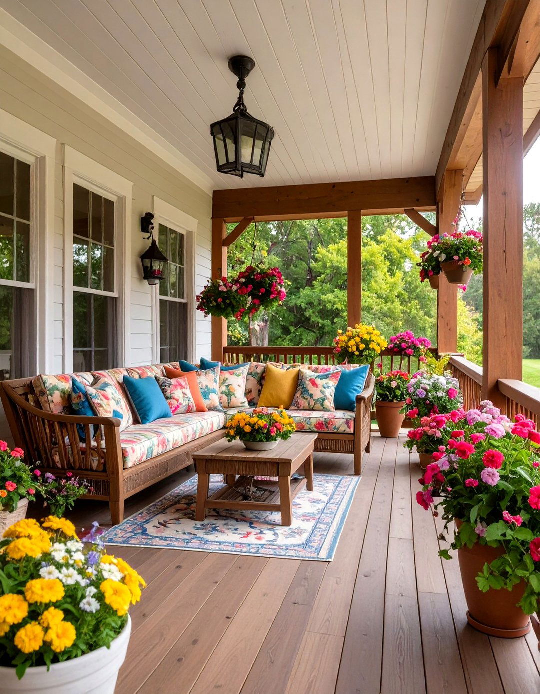 Embrace Floral Prints and Natural Elements - 20 Screened-in Porch Ideas